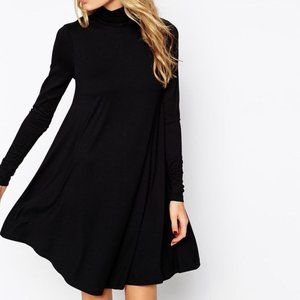 ASOS Black Turtle Neck Swing Dress